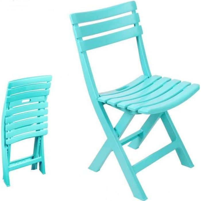 CHAISE FAUTEUIL DESIGN PLASTIQUE PLIANT BLEU TURQUOISE PLIABLE PLAGE CAMPING JARDIN