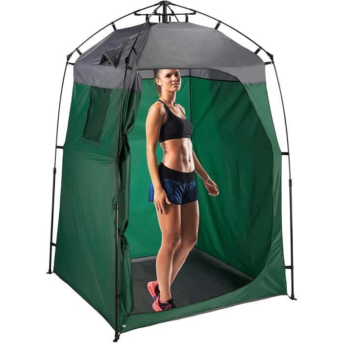 Relaxdays Tente de Douche Camping, XXL, Cabine d’essayage pour Camping & Jardin, 275 x 156,5 x 154 cm, Vert foncé/Gris