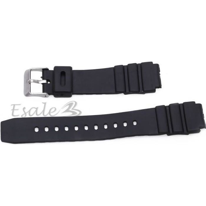 18mm Bracelet de Montre Rechange Silicone NOIR Boucle Ardillon Wirst Watch Strap