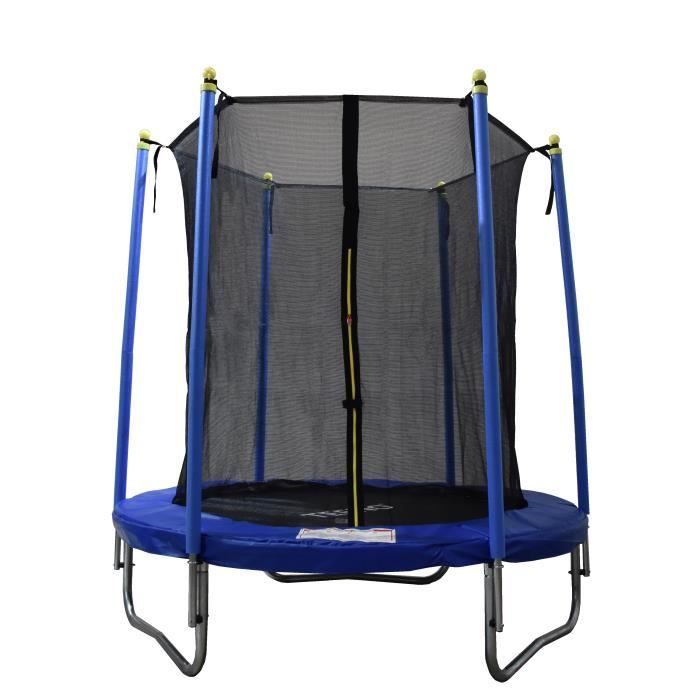 Trampoline 183 cm Bleu TEENO Échelle et filet de protection inclus-Fitness à domicile-Trampoline intérieur / extérieur