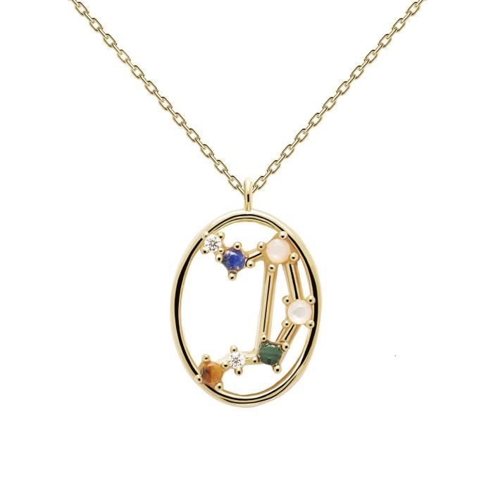 Collier femme - PDPAOLA - Collier PD PAOLA Collection ZODIAC balance argent plaqué or - Couleur de la matière:Jaune