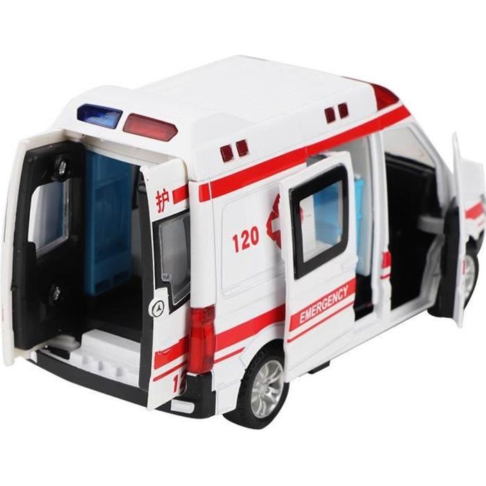 Jouet d'ambulance, avec LED jouet moulé sous pression, modèle à friction, cadeau pour enfants pour les fêtes
