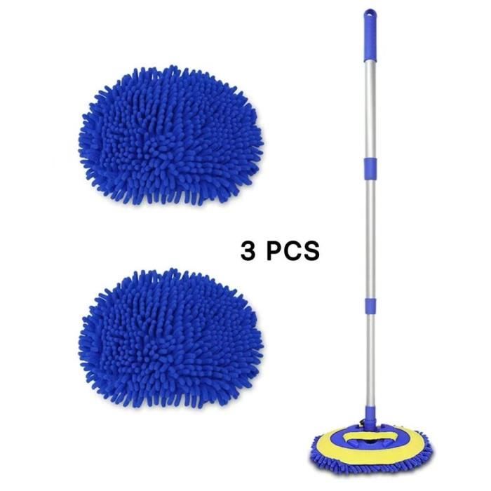 BIOALIEN Brosse Lavage Voiture-Ensemble de 3 pièces-Chenille Chiffon Eponge Pelucheuse-Télescopique
