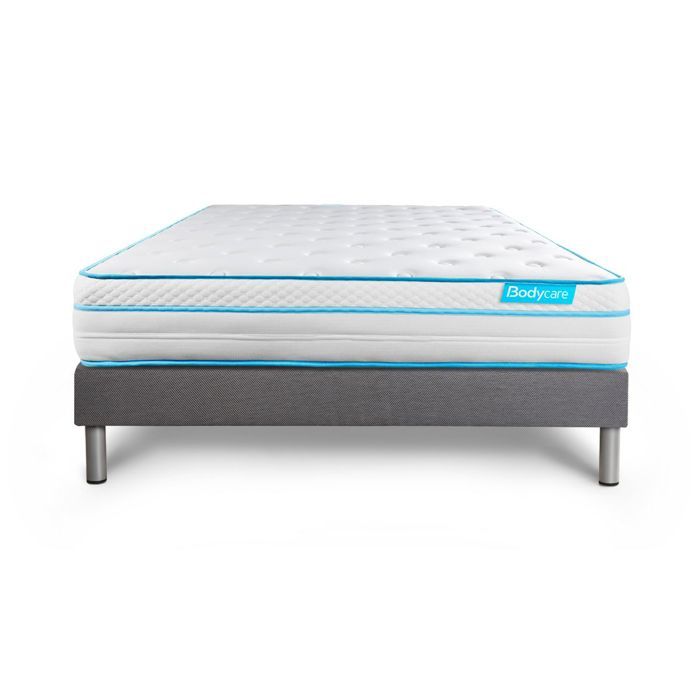 Ensemble sommier matelas 140x190 Bodyzone+ - 26 cm - Confort Ferme - sommier gris
