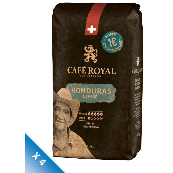 Lot de 4 CAFE ROYAL Grain Honduras Corsé x1kg