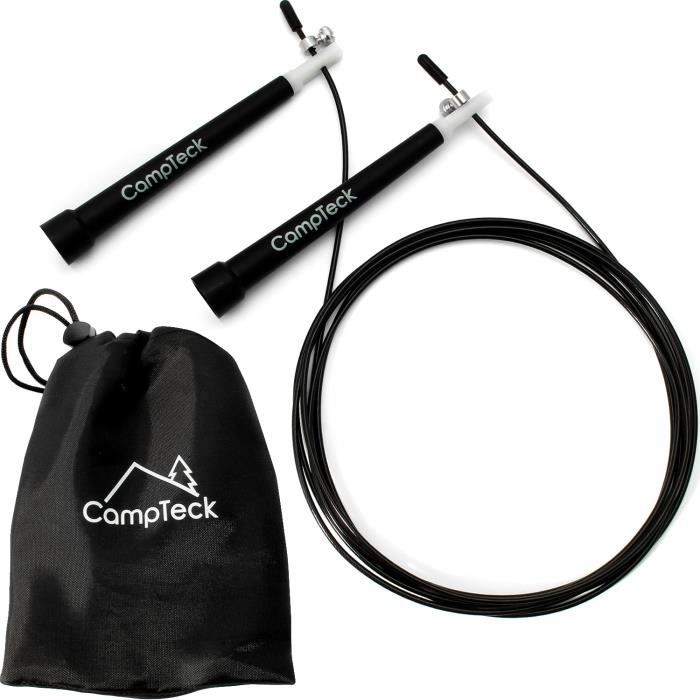CampTeck 3m Corde a Sauter à Grande Vitesse Câble Acier Ajustable avec Roulement à Bille pour Exercice Fitness Boxe Musculation Gym