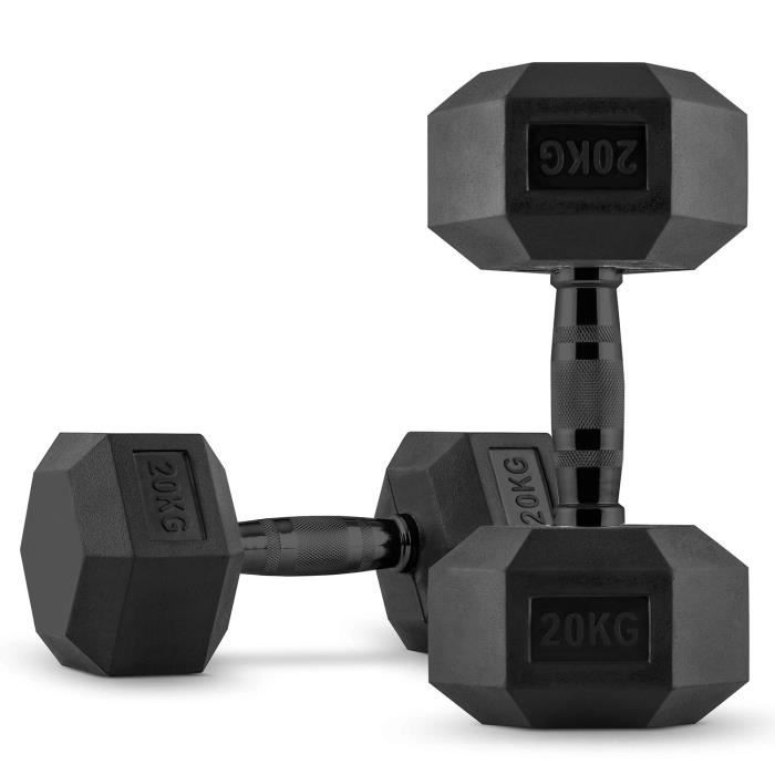 CAPITAL SPORTS Hexbell Dumbbell Paire d'haltères courts pour musculation , fitness , bodybuilding...- 2 x 20 kg