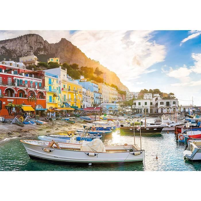 Puzzle Adulte Ville Italie : ile De Capri 1500 Pieces - Puzzle Port Et Mer - Montagne - Bateau