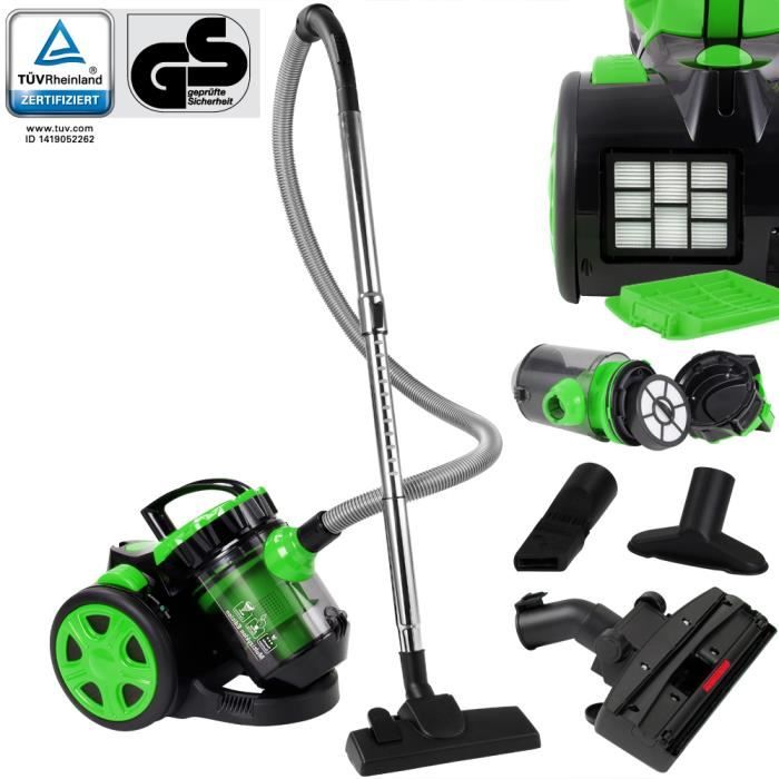 Aspirateur sans sac vert noir max. 900 watts Technologie multicyclonique Aspirateur traîneau avec accessoires