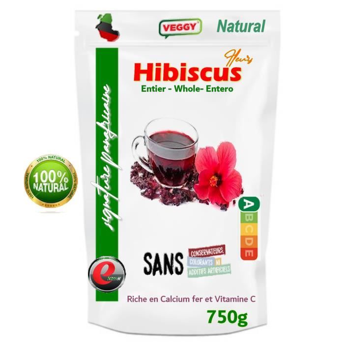 Fleurs d'hibiscus séchées entières - Sélection panafricaine - 750g