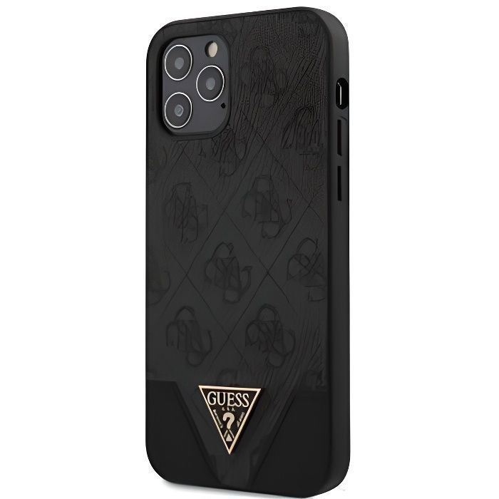 Coque Guess 4G Triangle pour iPhone 12 -12 Pro 6,1'' Gris