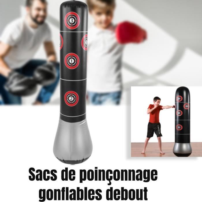 Sac de Boxe Gonflable 145cm Sac de Frappe sur Pied pour Enfant Fitness Karaté-BEL44