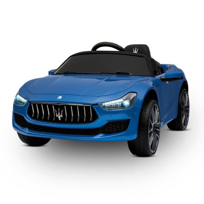Maserati Ghibli Voiture Electrique pour Enfant Bleu (2 x 25W), Marche avant et arrière, Phares fonctionnels, Musique, Klaxon, Ceintu