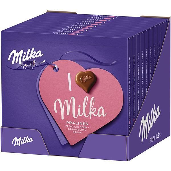 Milka I love Milka Pralinés à la crème de fraise 110g (Pack de 10)
