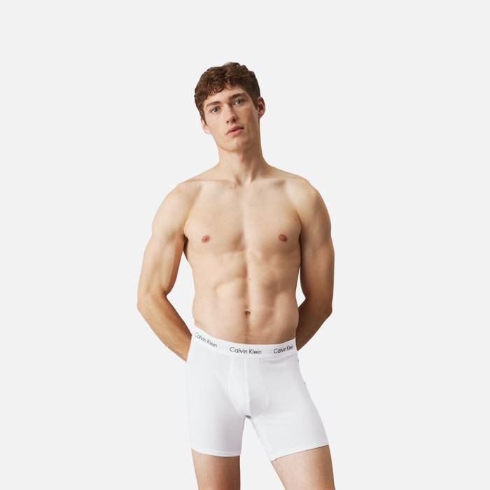 Calvin Klein Homme Lot de 3 boxers en coton extensible, Blanc