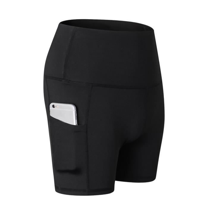 Yoga taille haute de femmes courtes Abdomen formation en cours de contrôle Yoga Pants Noir