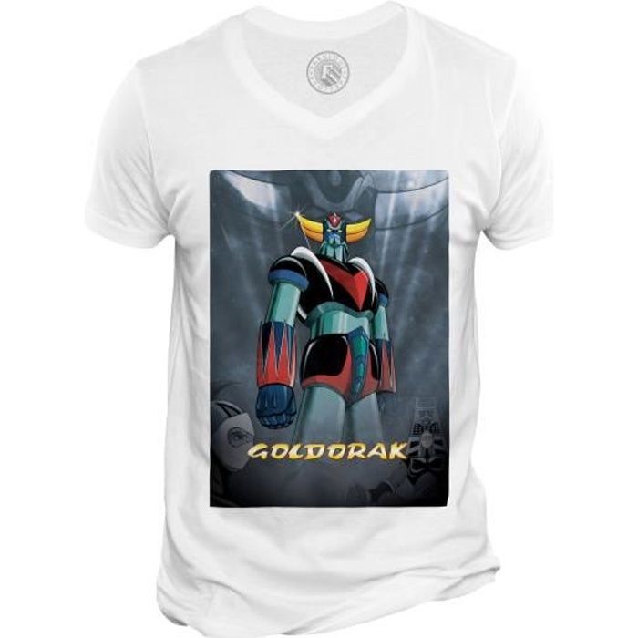 T-shirt Homme Col V Goldorak Couleur Hero Manga Robot Dessin anime