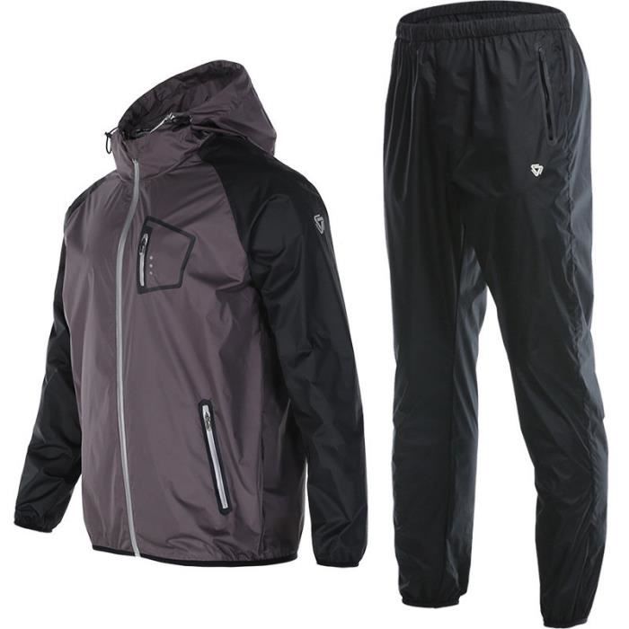 Ensemble de Sudation Homme Veste A Capuche Fitness Musculation Brûler des graisses Suer plus Cycle de chaleur