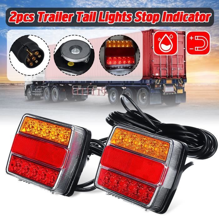 NEUFU 2Pcs 12V 16-LED Feux arrière Remorque Indicateur d'arrêt Plaque d'immatriculation Etanche