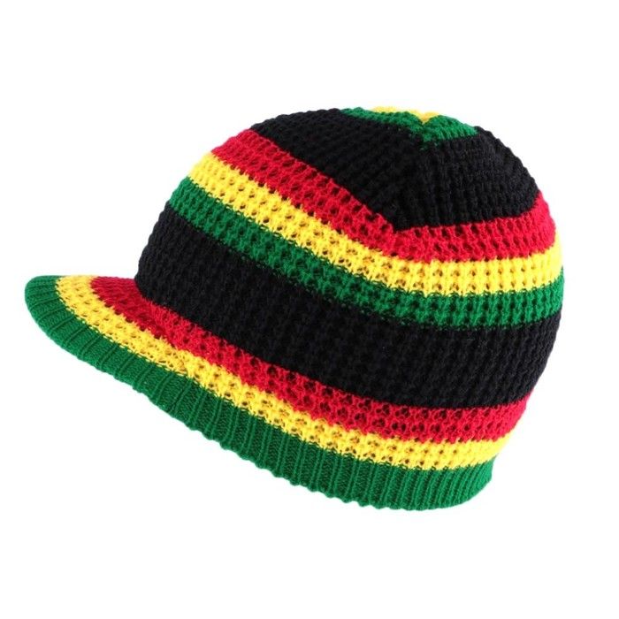 Bonnet Casquette Rasta noir et Jamaique - Noir - Taille unique