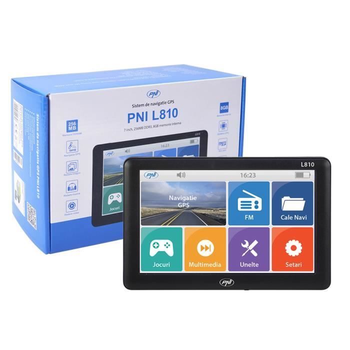 Système de navigation GPS PNI L810 Écran de 7 pouces, 800 MHz, DDR de 256 MB, mémoire interne de 8 GB, émetteur FM