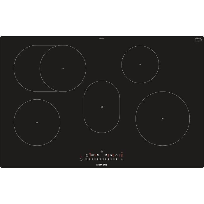 Siemens EH801FFB1E, Intégré, Plaque avec zone à induction, Verre-céramique, Noir, AENOR, CE, Toucher