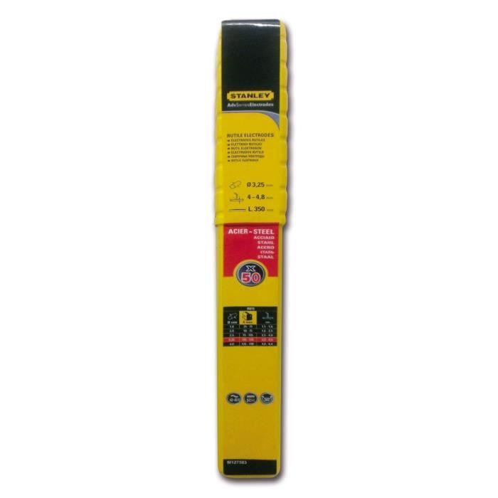 STANLEY 460832 Lot de 50 éélectrodes rutiles acier - Ø 3,25 mm - L 350 mm - Baguettes de soudure