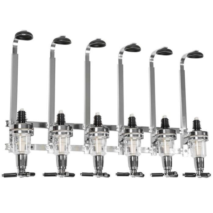 TECTAKE Support Mural pour 6 Bouteilles Design Doseur Alcool 1,5 oz (43 ml) en Aluminium