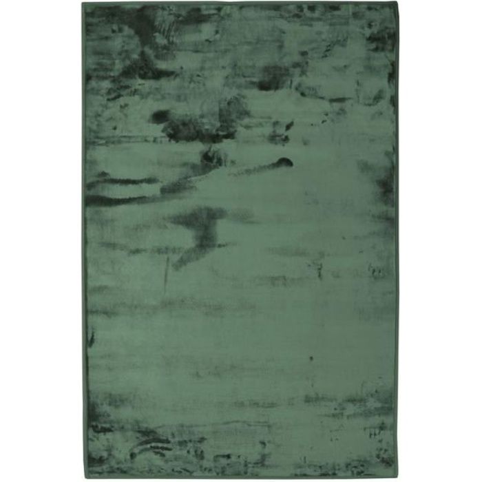 FLANELLE - Tapis extra-doux effet velours vert foncé 60x90