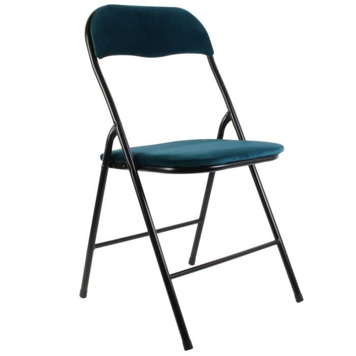 Chaise pliable en velours vintage Ecken - Bleu