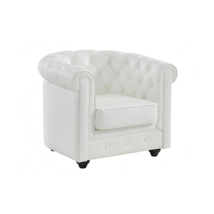 Fauteuil en cuir de buffle CHESTERFIELD - Blanc