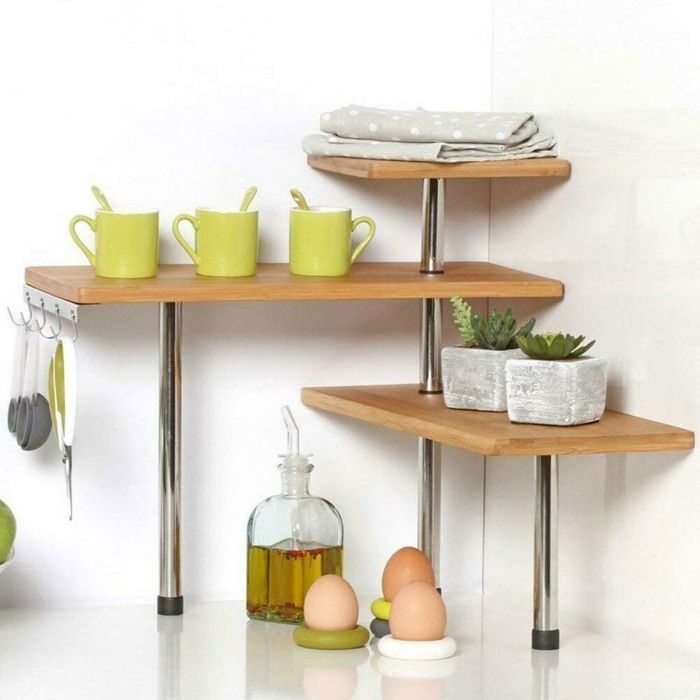 Étagère De Cuisine Design Industriel 120 Cm | Bambou Et Acier Noir Mat | Rangement Et Décoration - Facile à Monter