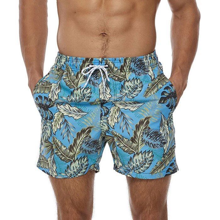 Short De Bain Homme 2025 - Imprimé Cocotier - Polyester Léger - Taille Réglable - Plage, Sport, Voyage - 12