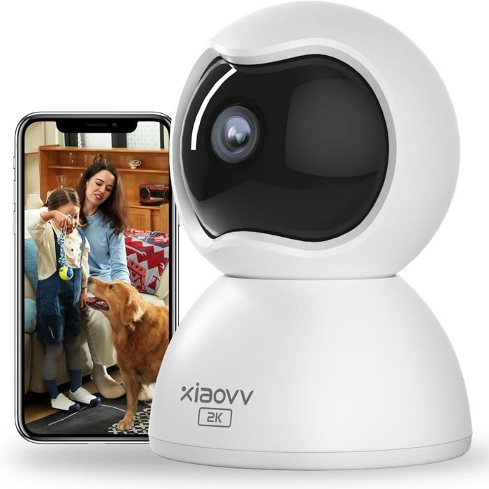 Caméra Surveillance Intérieure Cinnado 3MP 2K - Détection Humaine AI, Suivi 360°, Audio Bidirectionnel, Compatible Carte MicroSD