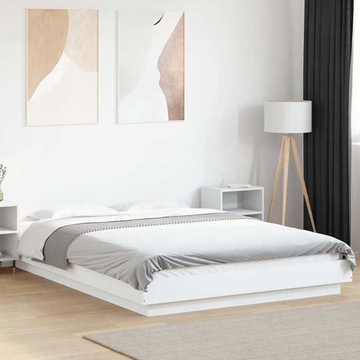 vidaXL Cadre de lit avec lumières LED sans matelas blanc 120x190 cm 3281140