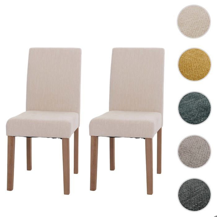 Lot de 2 chaises de salle à manger Littau crème pieds couleur naturelle