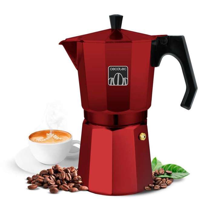 Cecotec Cafetière italienne Mokclassic 900 Red. Expresso aluminium 9 tasses manche ergonomique thermorésistant joint