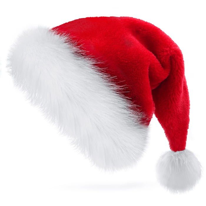 Chapeau de Père Noël chapeau de Noël pour adultes unisexe en velours confortable très épais pour les fêtes du Nouvel An