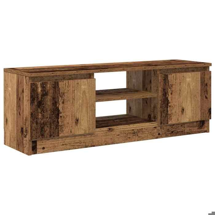 Console TV VENT-FLASH - Banc TV Meuble TV - vieux bois 102x30x36 cm bois dingénierie - Meuble de Salon（44360）ZLH