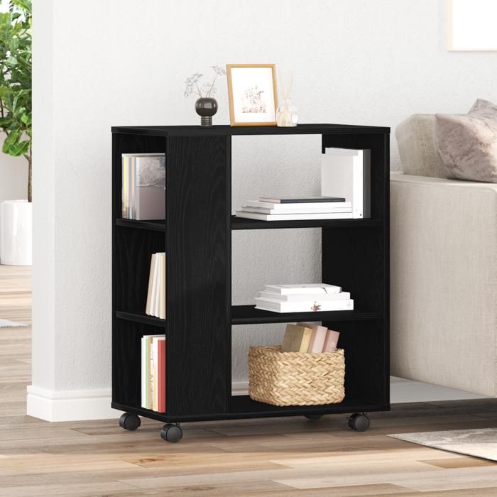 (SOLDE dété) Meuble à roulettes Meuble Étagère de Rangement - Chêne noir 60x35x75 cm en bois dingénierie - Aspect chic* 3688507