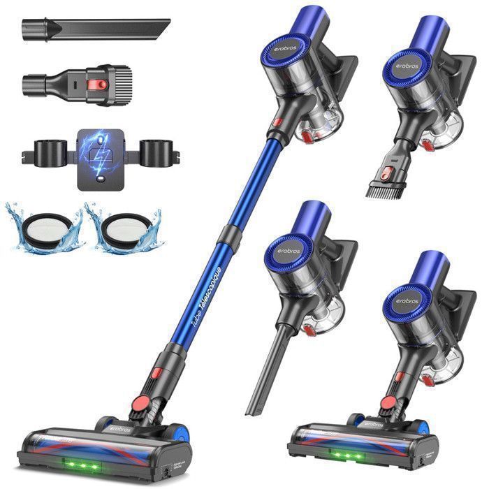 Aspirateur balai sans fil - ERABROS - EV2 - 450W brushless - 55 KPa - 55 min autonomie - Autoportant