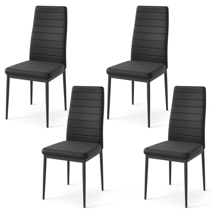 GIANTEX Lot de 4 Chaises de Salle à Manger en simili Pieds en Métal Dossier pour Salon Bureau 43 x 52 5 x 96 5 cm Noir GIANTEX Lot de 4 Chaises de Salle à Manger en simili Pieds en Métal Dossier pour Salon Bureau 43 x 52 5 x 96 5 cm Noir