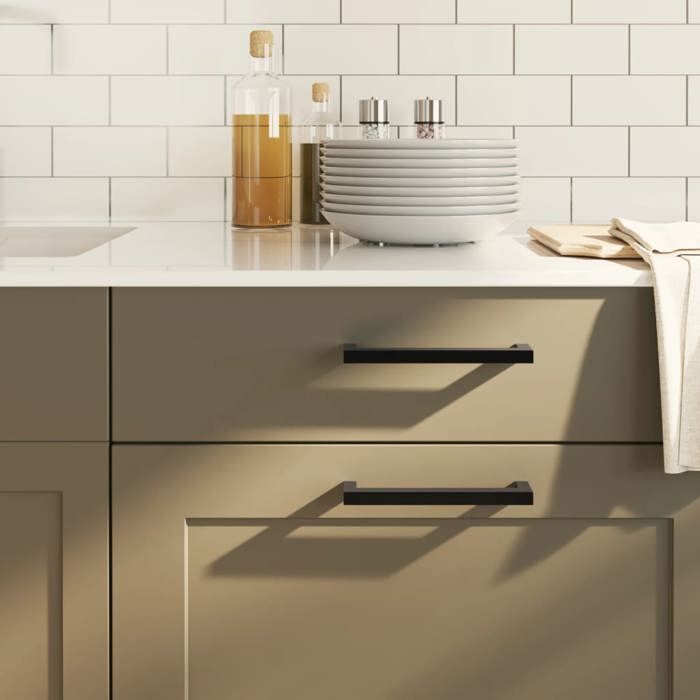 Poignées darmoire - vidaXL - Lot de 20 - Noir - Acier inoxydable - 160 mm