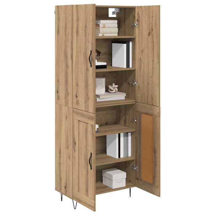 Buffet en bois dingénierie et verre - vidaXL - Chêne artisanal - 695x34x180 cm - 60 kg max - Assemblage requis