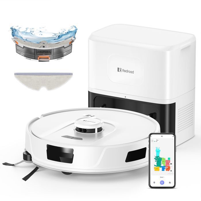 Aspirateur Robot Laveur 4-en-120000 Pa-2026 Redroad R11-200min AutonomieVidange Autoavec Navigation LiDARCharge Autoavec App