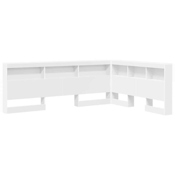 Tête de lit avec rangement - vidaXL - Blanc - Bois dingénierie - 2075x1575x765 cm - Station de charge intégrée