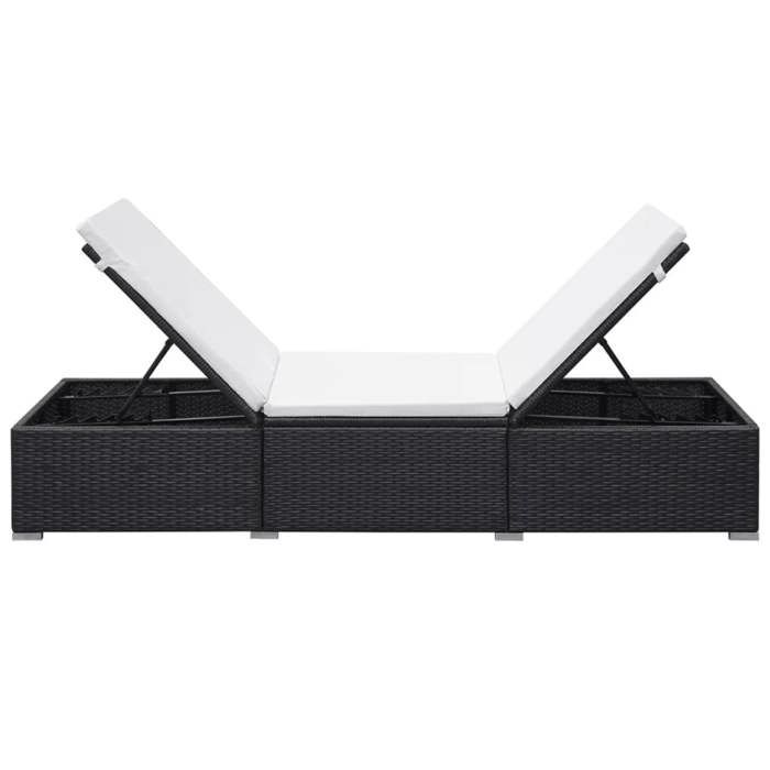 Sale 2026 Chaise longue/Transat - BURKE - 1 PLACE - avec coussin - Résine tressée Noir Cc1154