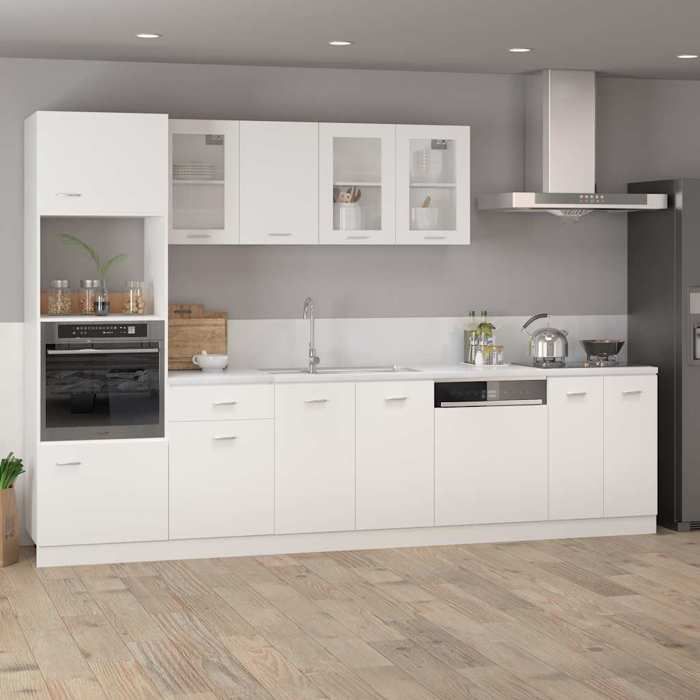 （SOLDES Janvier)Buffet de rangement - Colonne bas de cuisine - Buffet Cuisine Commode Lyon Blanc 60 x 46 x 815 cm Bois dingéni