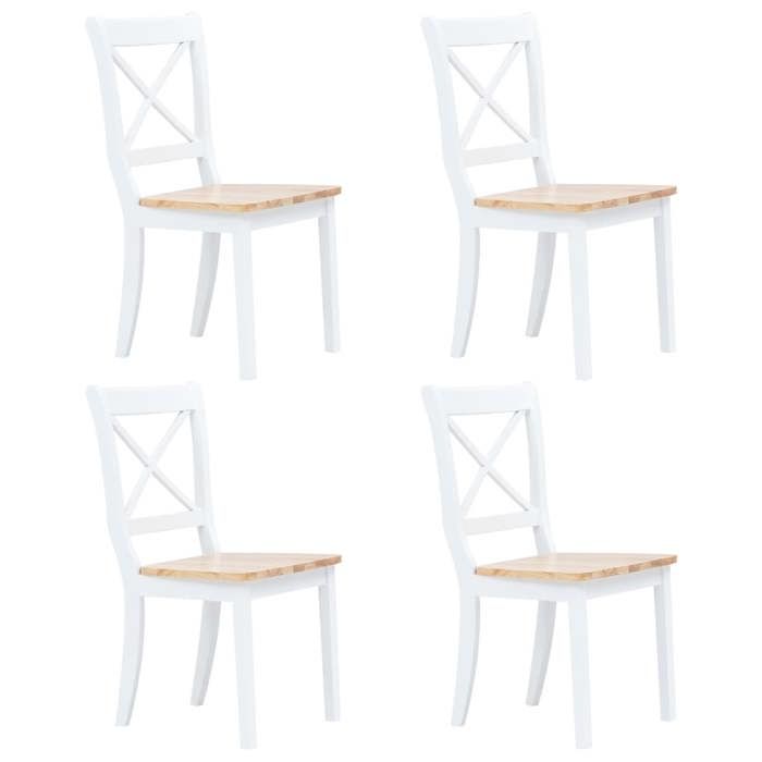 SALE 2026 Chaise de cuisine Blanc - Chaises à manger lot de 4 blanc et bois clair bois hévéa massif PRO788125242