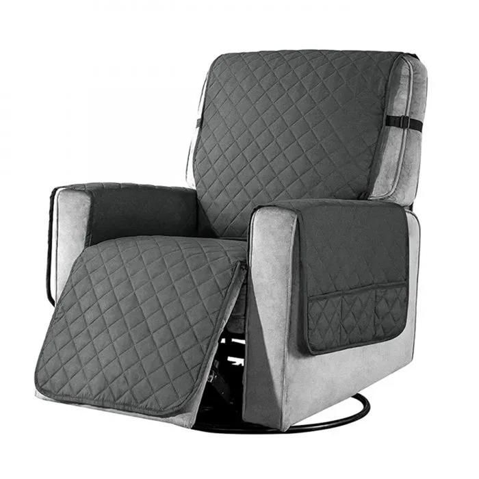 Protège fauteuil avec poches protège fauteuil pour fauteuil TV 1 place poches housse fauteuil lavable protection fauteuil grisS